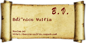 Bénics Vulfia névjegykártya